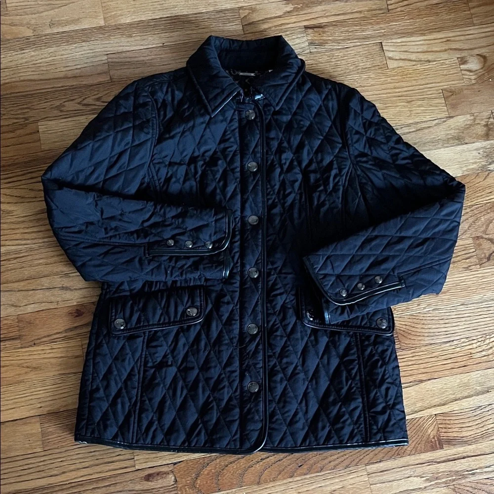 Chico's Black Quilted Button-Front Puffer Jacket